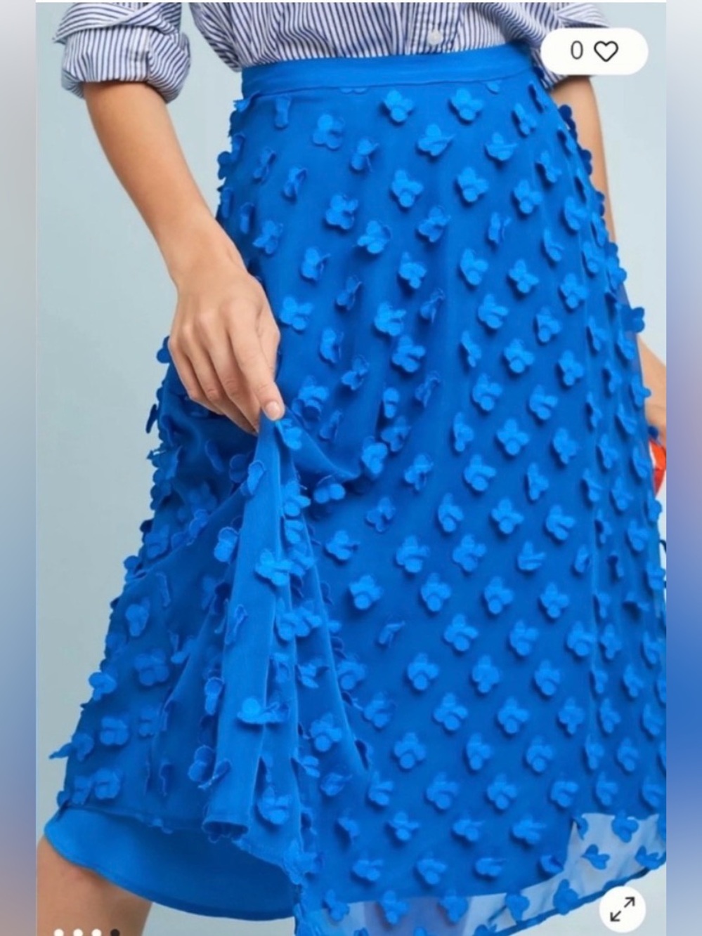 Anthropologie Maeve Cobalt Blue Textured Floral Skirt